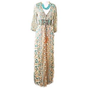 Long Dress Western Boho W/ necklace set